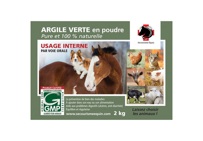 Secourisme Équin Argile verte en poudre - Usage interne 2kg