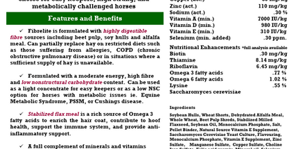 Brooks, Fibrelite, Aliment complet de remplacement de foin, Cubée 25 kg