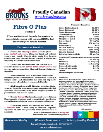 Brooks, Fibre O Plus ,Moulée complète pour cheval, Texturée 25 kg