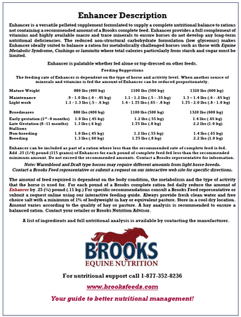 Brooks, Enhancer, Supplément compensateur pour cheval Cubé, 25 kg