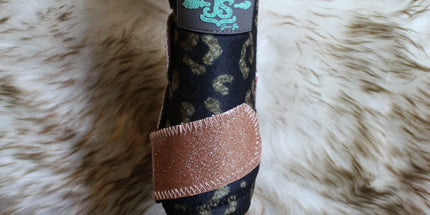 Guêtres noir/or leopard Front, taille médium