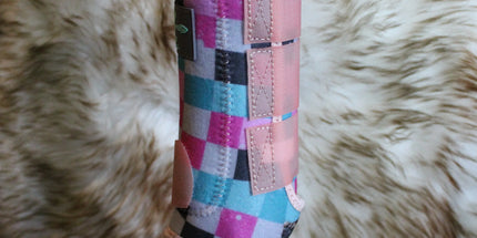 Guêtres damier rose Front médium