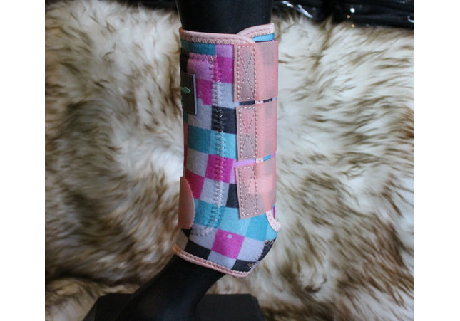 Guêtres damier rose Front médium