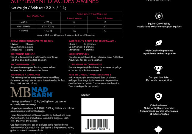 Madbar Three Amigos – Supplément d’acides aminés essentiels. 1 Kg