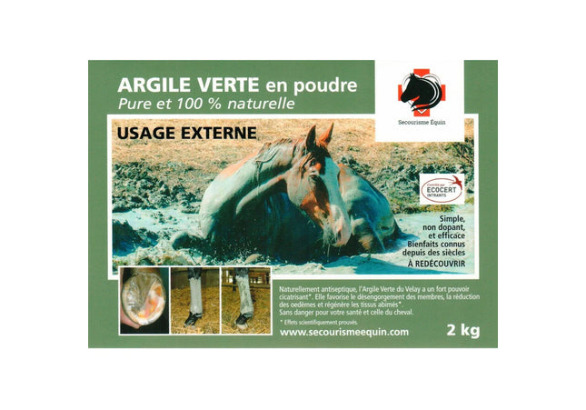 Secourisme Équin Argile verte en poudre - Usage externe 2kg