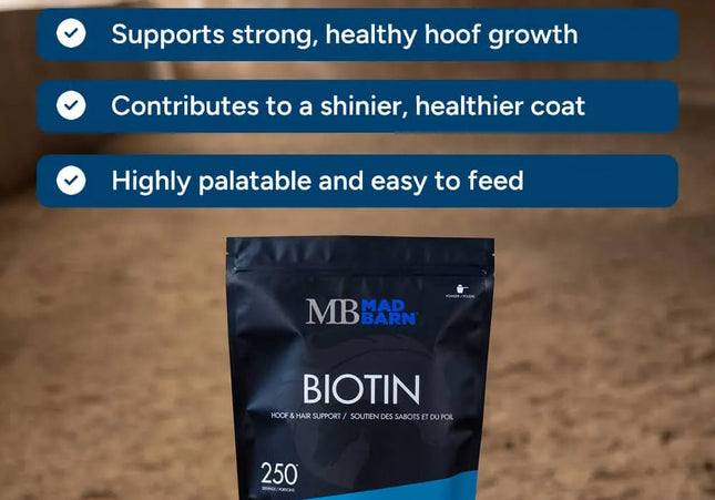 Mad Barn Biotine – Soutien des sabots, peau et pelage. 1 Kg